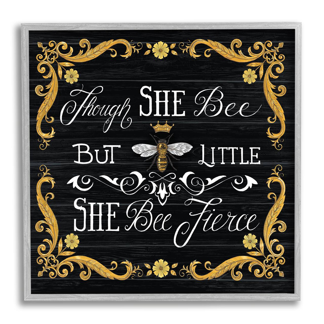Stupell Industries She Bee Fierce Female Motivational Phrase Vintage Pun Framed Wall Art